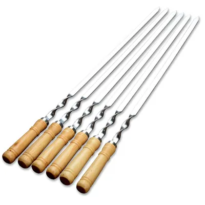 Produktbild von Edelstahl Grillspieße mit Holzgriff – Flache Spieße für BBQ und Outdoor-Grillen, perfekt für Fleisch und Gemüse, langlebig und praktisch