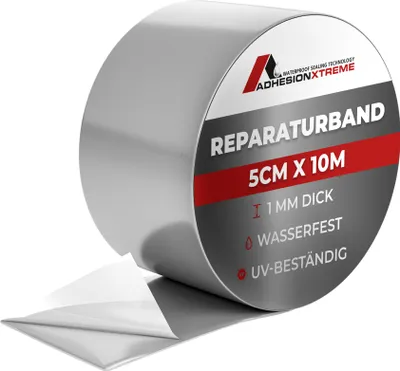 Produktbild von Adhesion Xtreme Roofbond Reparaturband für Regenrinnen, Metal, Dachrinnen, Abdichtband wasserdicht selbstklebend wetterfest (Grau,5cm breit 10m lang)