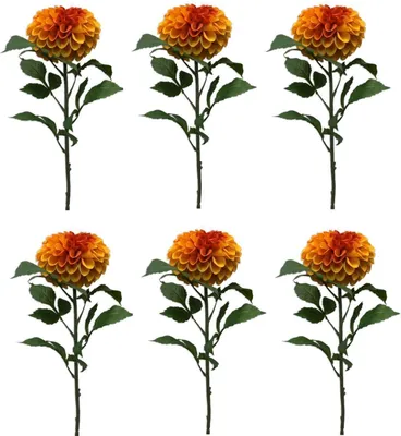 Produktbild von 6er Set künstliche Pompon Dahlien orange rot H. 74cm Emerald Kunstblumen