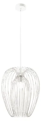 Image de Suspension De Style Campagnard Au Design Industriel Moderne, Structure Métallique, Couleur Blanche, Douille E27, Idéale Pour L'Éclairage Intérieur.