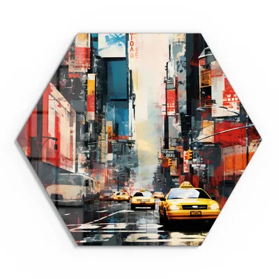 Produktbild von DEQOART Glasbild Echtglas 55x48 cm 'Städtisches Flimmern' Wandbild Bild modern Deko