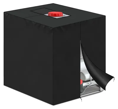 Image de Couverture étanche pour réservoir IBC - Housse pour conteneur IBC - Bâche avec fermeture éclair - Protection anti-UV - 1000 litres - 120 x 100 x 116 cm - Housse de protection pour réservoir d'eau