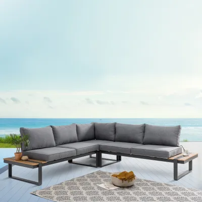 Produktbild von riess-ambiente Moderne Garten Sitzgruppe TAMPA LOUNGE 240cm grau Aluminium wetterfest inkl. Sitzkissen Sitzmöbel Loungeset