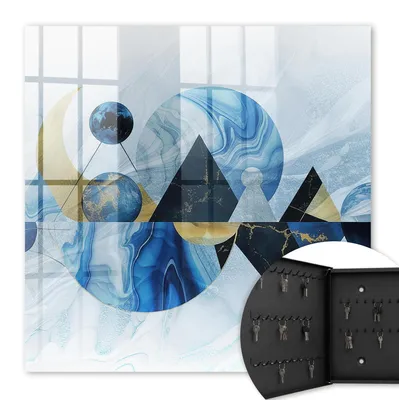 Produktbild von Metall Schlüsselkasten 30 x 30 cm - schwarzer Schlüsselschrank zur Wandmontage - wandhängende Schlüsselbox mit Tür - nach links öffnend - Schlüsselaufbewahrung für Flur - Büro - Arbeitszimmer - Werkstatt - Garage - Kosmische Abstraktion
