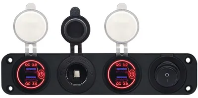 Produktbild von ProRide 12V USB-Autoladegerät 4x USB QC3.0 mit Schalter & 12V-Steckdose