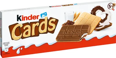 Obrázek produktu pro Ferrero Kinder Cards, Chocolate snacks, 128 g, 2134 kJ, 510 kcal, 42,5 g, 12,1 g