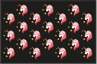 Produktbild von Wallario Wandbild Einhorn Muster - Süße rosa Einhörner mit Sternen, Größe: 61 x 91,50 cm, Poster mit schwarzem Aluminiumrahmen