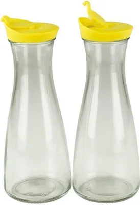 Produktbild von Glaskaraffe mit Deckel 1 Liter 2 Stück Gelb/Gelb