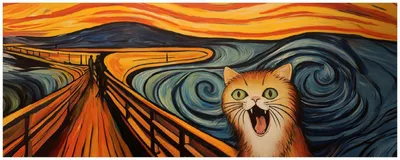 Produktbild von Wallario Küchenrückwand selbstklebend, Größe: 115 x 50 cm, Motiv: Der Schrei der Katze | Spritzschutz | abwischbar | pflegeleicht | in