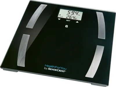 Produktbild von Silvercrest Diagnosewaage SBF77 Bluetooth Appfunktion Körperanalyse Schwarz