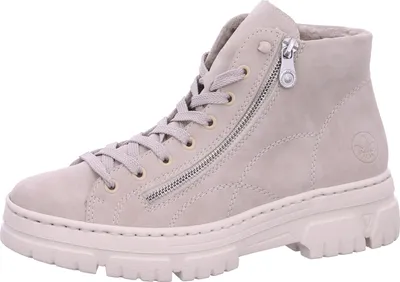 Produktbild von Rieker Damen Schnürboot Ziernähte Stiefelette Reißverschluss Warmfutter Z7410, Größe:40 EU, Farbe:Beige