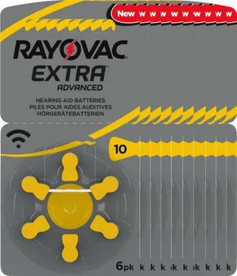 Produktbild von 60x Rayovac Hörgerätebatterie Zinc Air, 10, 1.4V Extra Advanced 10x 6 Blister