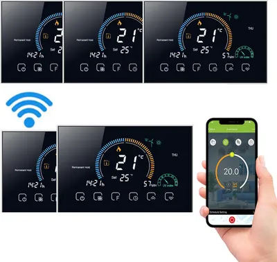 Produktbild von 5X WiFi Digital LCD Raumthermostat Thermostat für 5A Wassererwärmung Fußbodenheizung Sprach-APP-Steuerung Programmierbarer Kompatibel mit Amazon Echo Google Home Tmall Wandthermostat