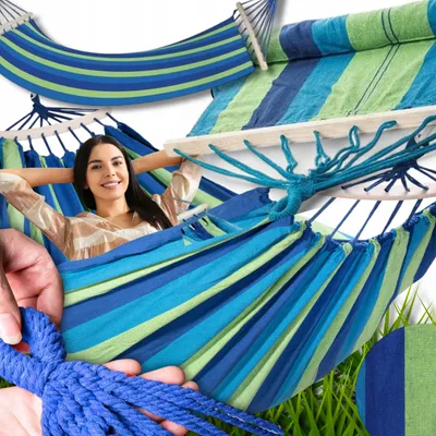 Produktbild von Garten Hängematte 200x80cm mit Holzspreizern für 1 Person