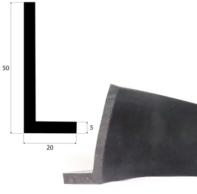Produktbild von WKP5 Vollgummi EPDM Winkelprofil L - Profil 50x20x5 mm Flexible Gummiwinkel Meterware