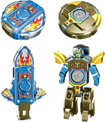 Produktbild von 2-in-1-Verformbarer Fidget-Spinner-Roboter-Spielzeug – Handspielzeug-Set – Gold