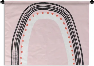Produktbild von MuchoWow® Wandteppich Wandbehang Regenbogen - Minimalismus - Rosa 120x90 cm Tapisserie Dekoration Wandtuch - Wohnen - Aufhänger für die Wand