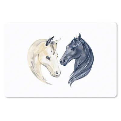 Produktbild von MuchoWow® Schreibtischunterlage Pferde - Aquarell - Weiß - Mädchen - Kinder - Mädchen 60x40 cm - XXL Mauspad - Großes Mauspad