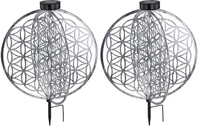 Produktbild von 2x LED Solarleuchte, Erdspieß, silber, H 51 cm