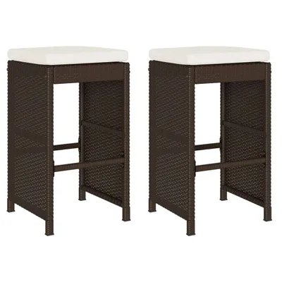 Immagine prodotto di Sgabelli da Bar con Cuscini 2 pz Marroni in Polyrattan