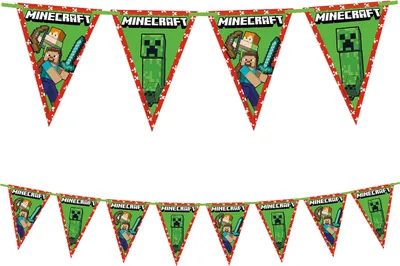 Produktbild von Minecraft-Papierflaggen-Girlande, 2,3 m, 1 Stück