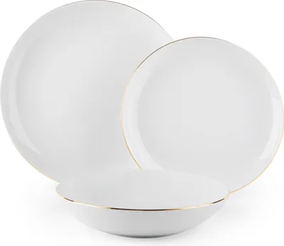 Image de Excelsa Set de vaisselle 18 pièces or Porcelaine Blanc Et Or