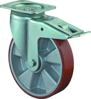 Produktbild von BS Rollen Lenkrolle L620.B90.250 mit Feststeller Durchmesser 250mm Tragfähigkeit 1000kg Platte 135x110mm - L620.B90.250