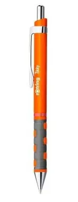 Guľôčkové pero, 0,8 mm, stláčací mechanizmus, neónovo oranžové telo, ROTRING "Tikky", modrá