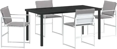 Immagine prodotto di vidaXL Set da pranzo da giardino 5 pezzi Bianco 160 x 80 x 73 cm