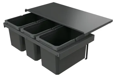 Immagine prodotto di Naber 8013393 Cestino per rifiuti Cox Stand-UP® 280 S/800-3, antracite, 44 (2x16/1x12) litri / larghezza mobile 80 cm