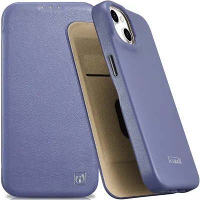 Produktbild von iCarer CE Premium Leder Folio Case iPhone 14 Plus mit Magnetklappe MagSafe hellviolett (WMI14220715-LP)