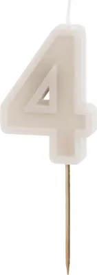 Produktbild von Geburtstagskerze Zahl 4, beige, 6 cm