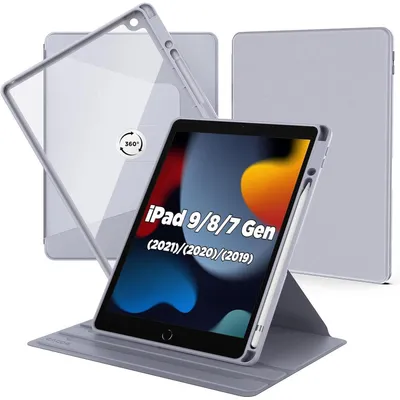 Produktbild von Rotierende Hülle für iPad 9/8/7 Generation 10.2 Zoll mit Stifthalter, Dunstgrau