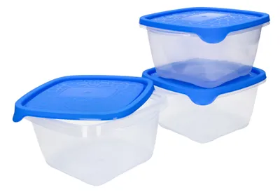 Immagine prodotto di KOTARBAU® Set di 3 contenitori per alimenti da 1,1 l, blu, in plastica