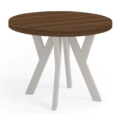 Image de Table ronde à rallonges pour la salle à manger, PERO, style loft, scandinave, diamètre : 90 / 140 cm, couleur : Franklin noyer / cachemire