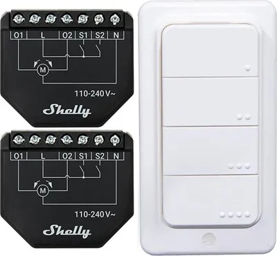 Obrázok produktu pre Zestaw 2 Sterowników Do Żaluzji / Zasłon Wifi Shelly Shutter + Blu Rc Button 4