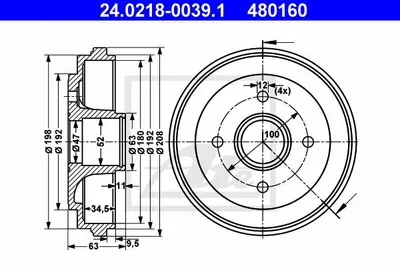 Produktbild von ATE Bremstrommel  24.0218-0039.1