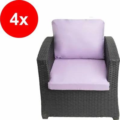 Obrázok produktu pre Polyratanový vankúš na kreslo 4ks Fialový-Sedadlo 56x52cm+56x50cm|Vankúš na záhradné stoličky, Vankúše na záhradný nábytok, Ratanové vankúše na kreslá