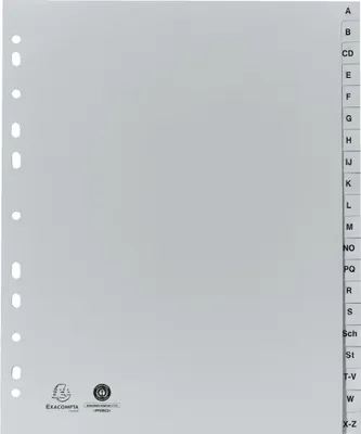 Image de Exacompta 25x Intercalaires imprimés PP recyclé AZ 20 pos A4 Maxi Gris 1920B