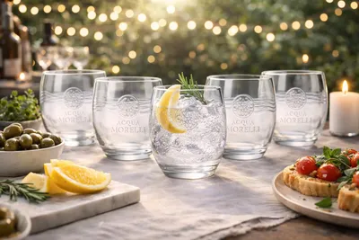 Produktbild von Acqua Morelli 6er-Set Glas Klar – 6× Wasserglas Tumbler, Neue Edition Reliefglas