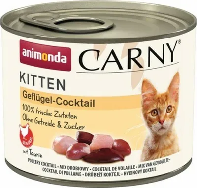 Zdjęcie produktu dla animonda Carny 83963, Kocięta, Kurczak, Kaczka, Indyk, 200 g, Nie zawiera ziarna, Bez soi, Brak sztucznych barwników