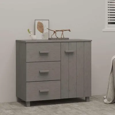Produktbild von vidaXL Sideboard HAMAR Hellgrau 90x40x80 cm Massivholz Kiefer