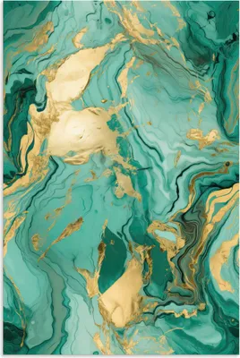 Produktbild von ARTland Wandbild Alu für Innen & Outdoor Grün und Gold Marmor Landschaft Größe: 20x30 cm