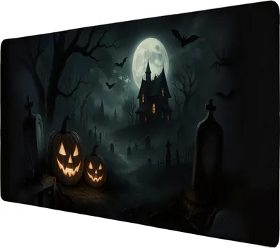 Produktbild von Kürbislaternen Friedhof Schreibtischunterlage 69x31cm XXL Mauspad für Halloween