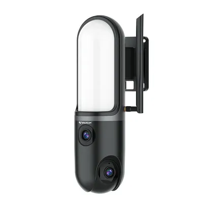 Produktbild von Wandleuchte mit Dual-Objektiv Überwachungskamera, 3MP HD, farbige Nachtsicht, IP66 wasserdicht, PIR Bewegungsmelder, drehbar, Zwei-Wege Audio für Haus