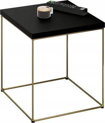 Productafbeelding van Kwadraten salontafel van metaal, 40x40x43 cm, Loft Glamour, goudkleurig, met MiniPearl blad
