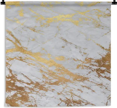 Produktbild von MuchoWow® Wandteppich Wandbehang Marmor - Muster - Gold 150x150 cm Tapisserie Dekoration Wandtuch - Wohnaccessoires - Modernes