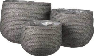 Image de Mica Decorations Jorck Panier à plantes - Lot de 3 - H24 x Ø26 cm - Papier - Gris