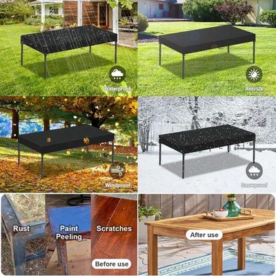 Produktbild von Famanu Tischdeckenhülle Wasserfest für Gartentisch - 420D Rechteckige Abdeckung für Tischplatten - 180x80x15cm