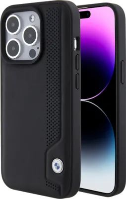 Obrázok produktu pre BMW BMHCP15L22RBDK iPhone 15 Pro 6,1" black/black Hardcase kožené ochranné puzdro Blue Dots